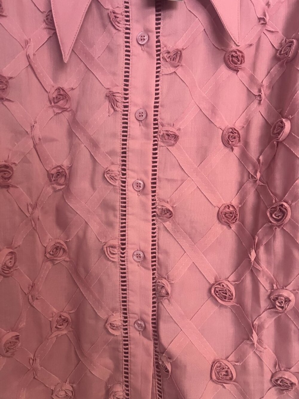 Gracia Puff Sleeve Button-Down Collared Solid Top - Picture 9 of 9